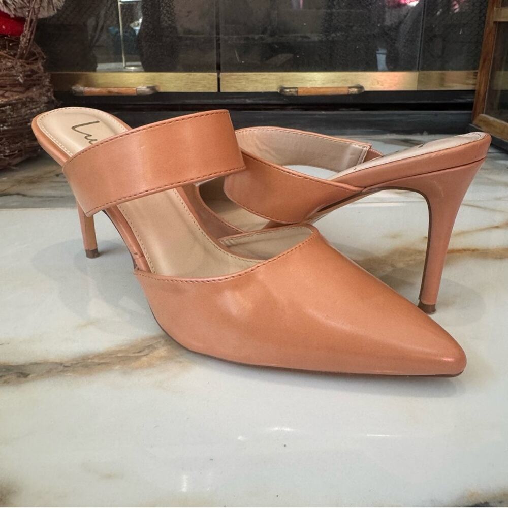 Lulus Women's Pointed‎ Toe Heels Slides Mules Tan Size 9